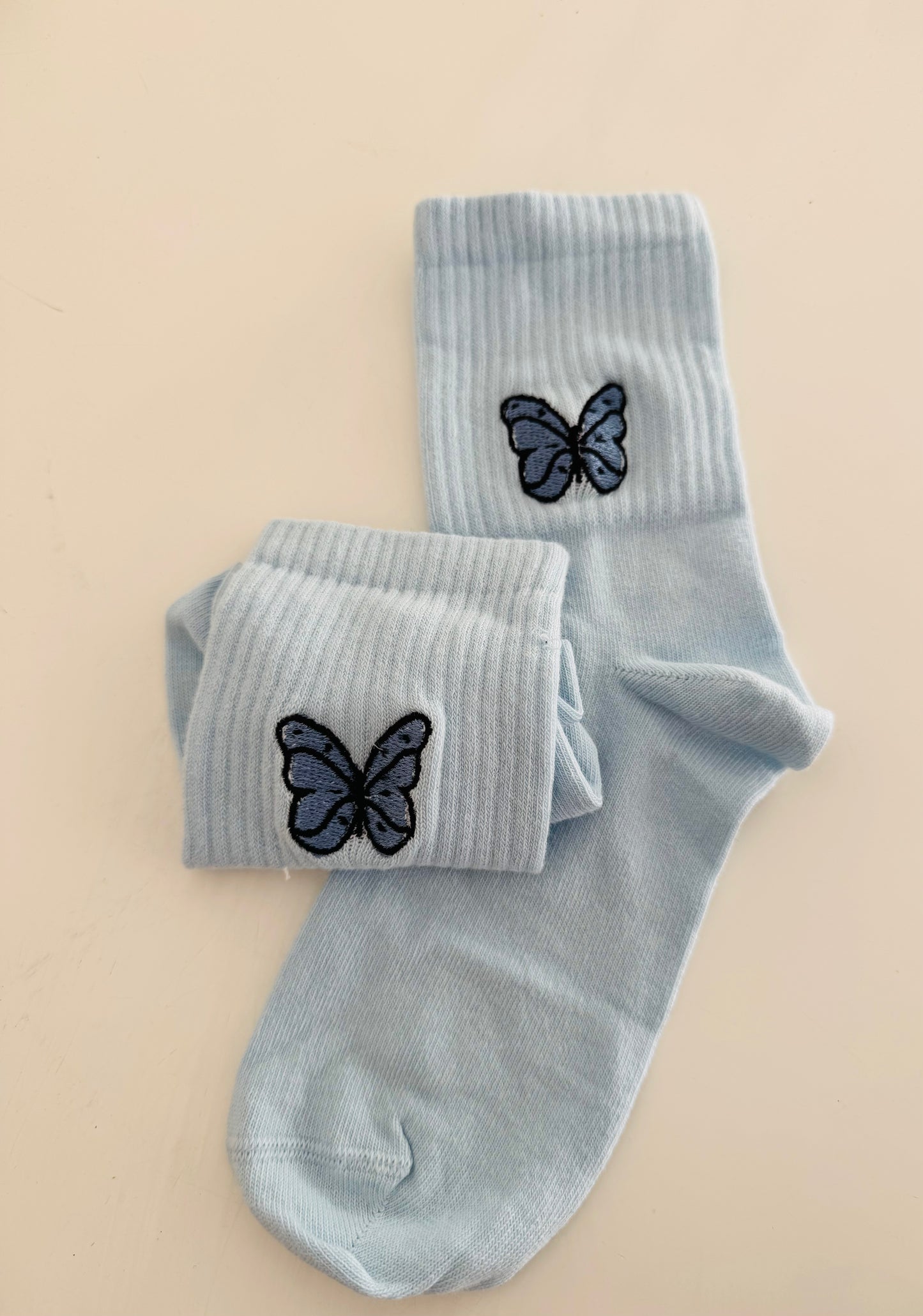 Socken Blau Schmetterling