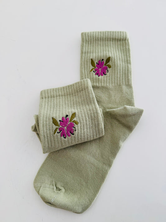 Socken Mint Grün Blumen