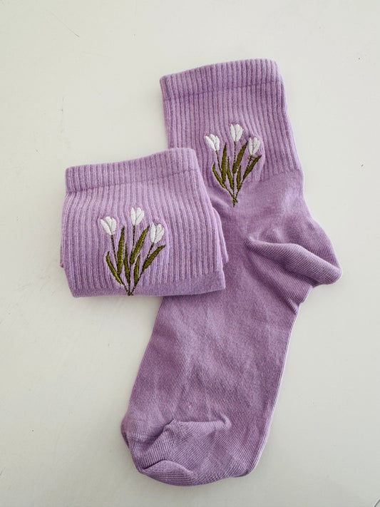 Socken Blumen Weiss